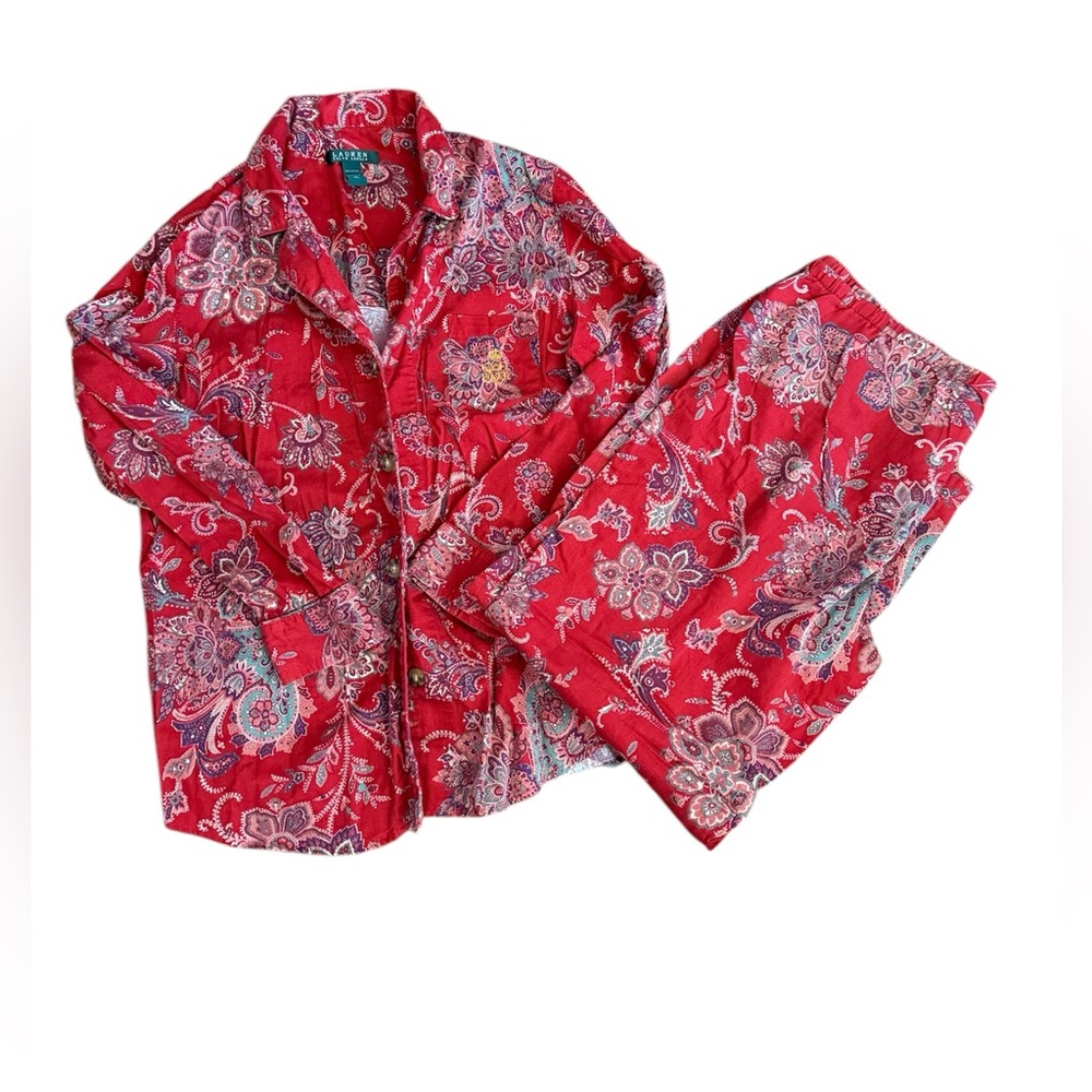 Lauren Ralph Lauren Red Paisley Pajama Set